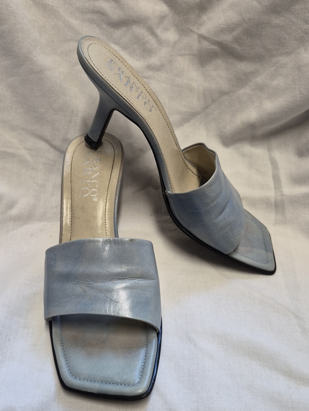 Franco Sarto Powder Blue Leather Slide Heels